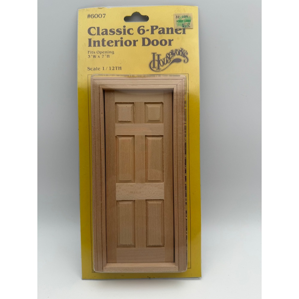 Houseworks Classic 6-Panel Interior Door 1/12 Scale Dollhouse Miniature Wood